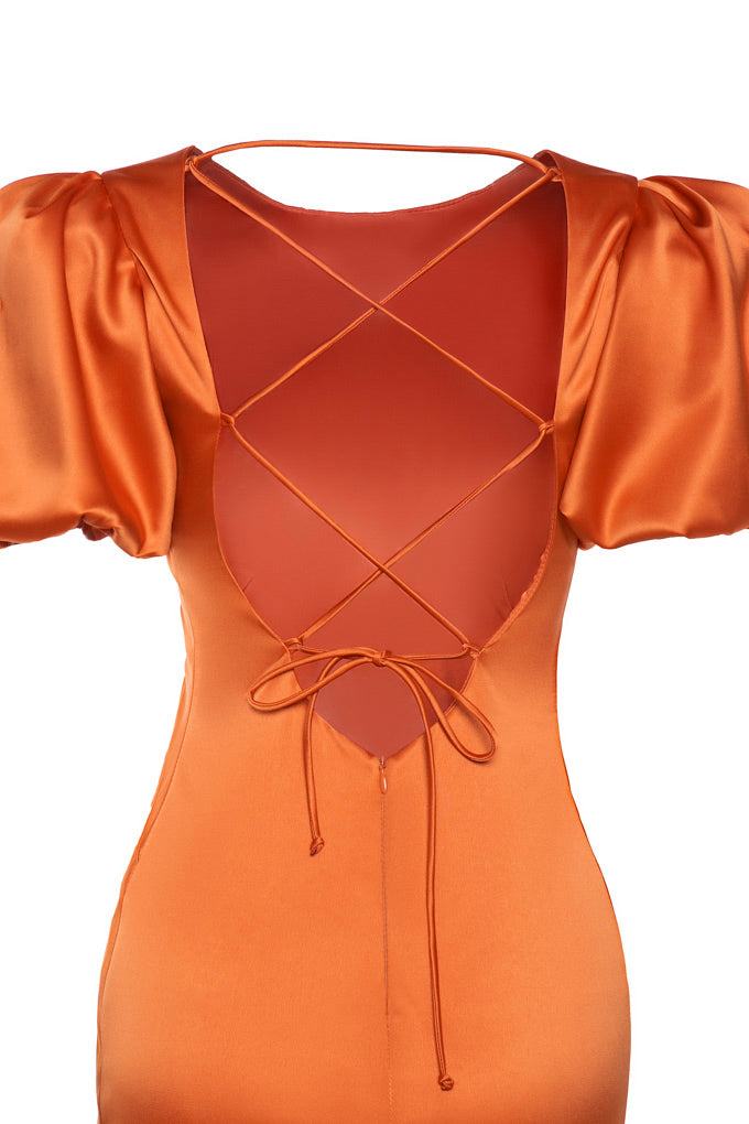 Lace-up open back dress