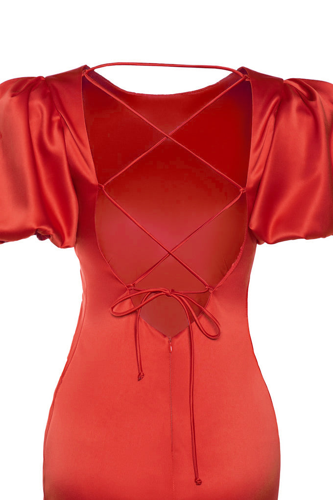 Lace-up open back dress