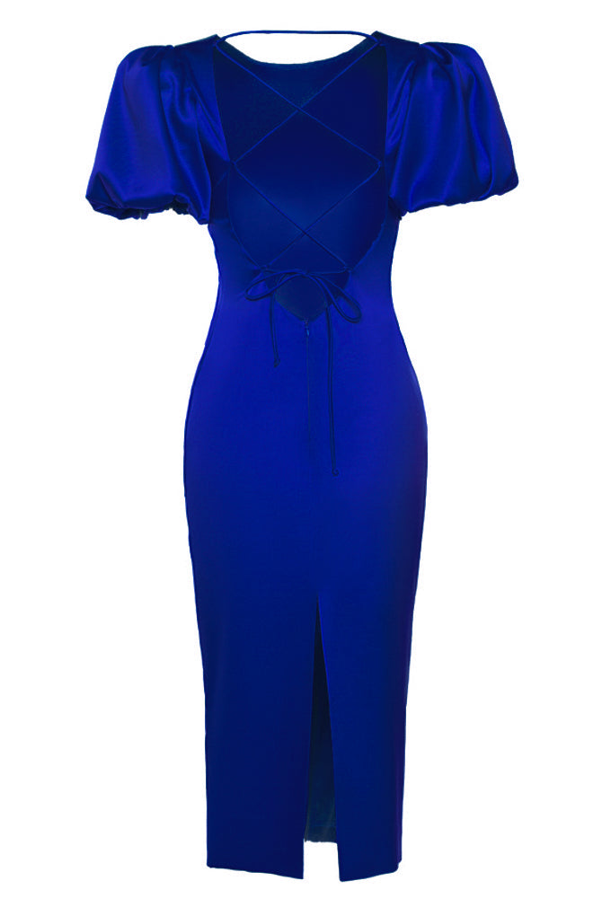 Lace-up open back dress