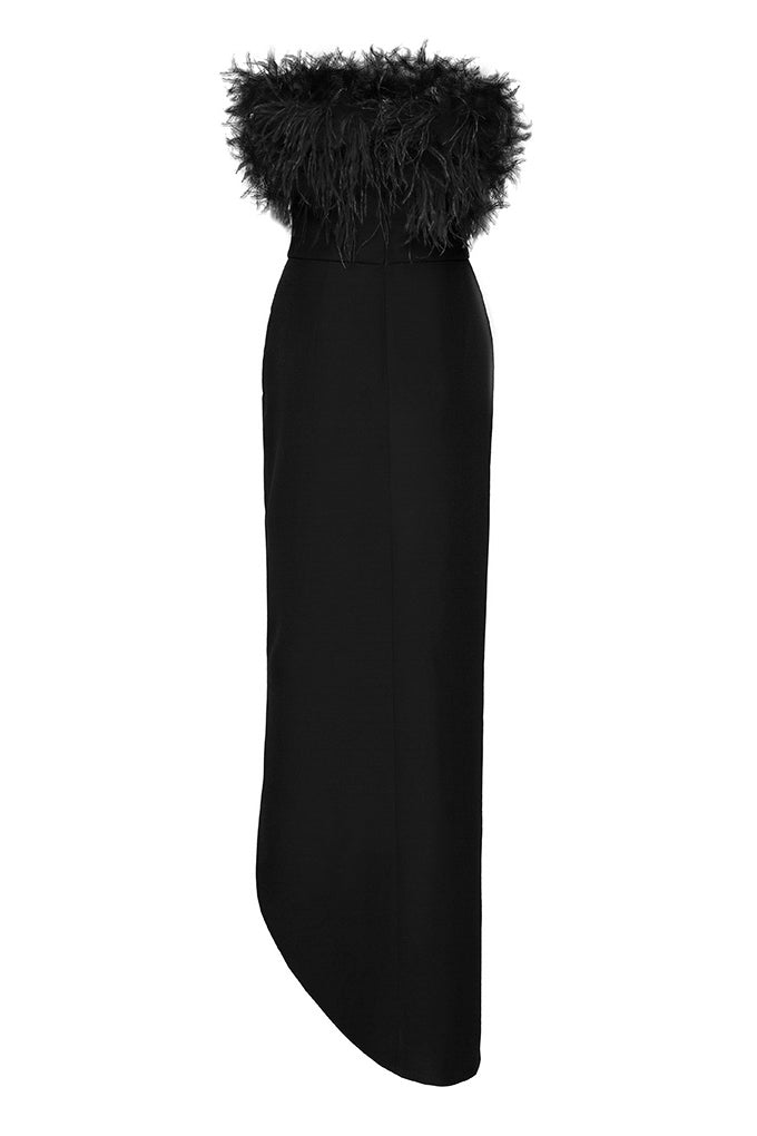 Elegant dress with ostrich feathers