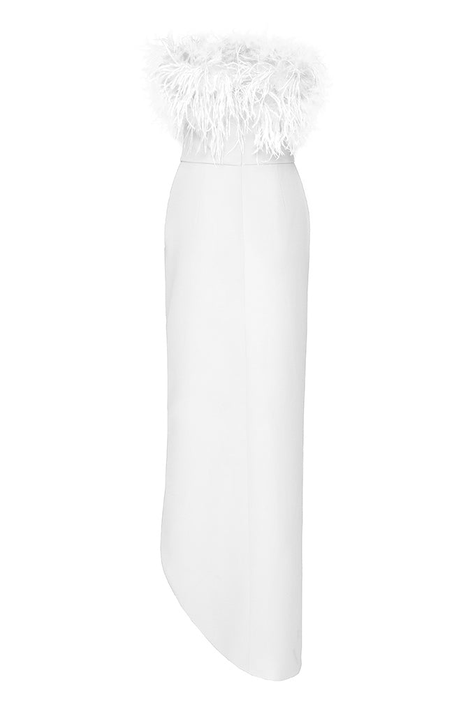 Elegant dress with ostrich feathers