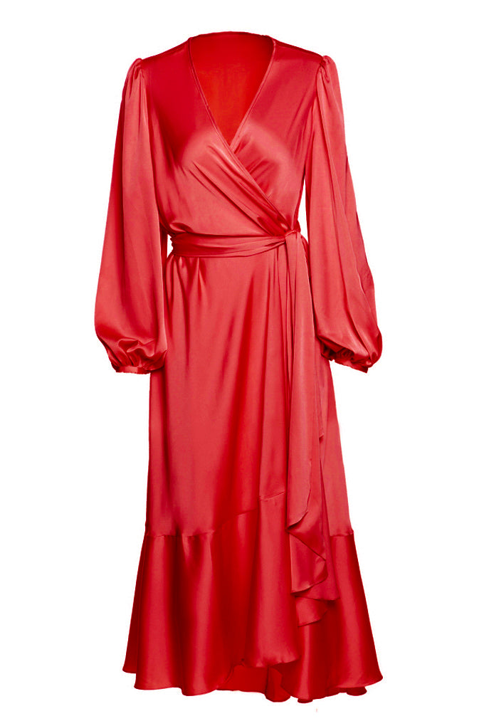 Flying middie wrap dress with a belt at the waist