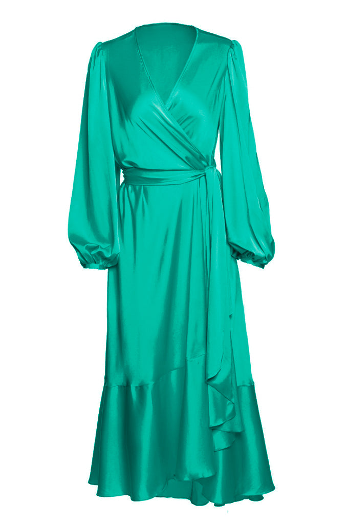 Flying middie wrap dress with a belt at the waist