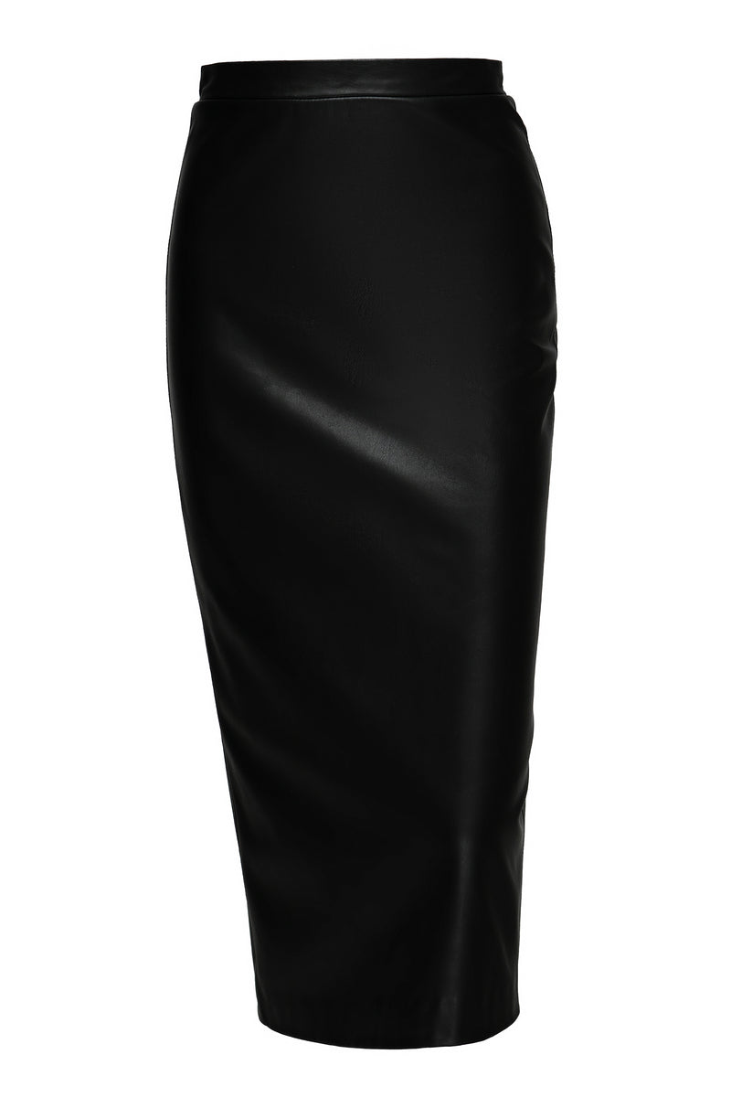 Stylish leather midi  skirt