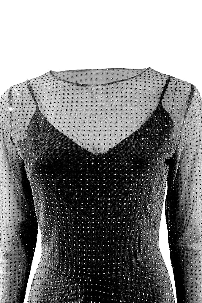 Mesh dress with crystals