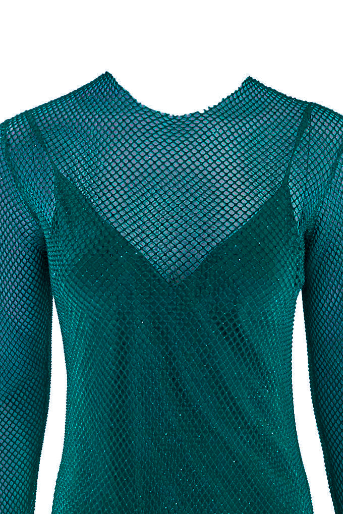 Mesh dress with crystals