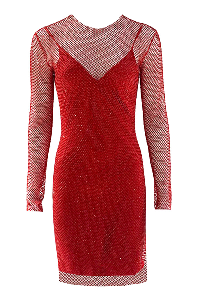 Mesh dress with crystals