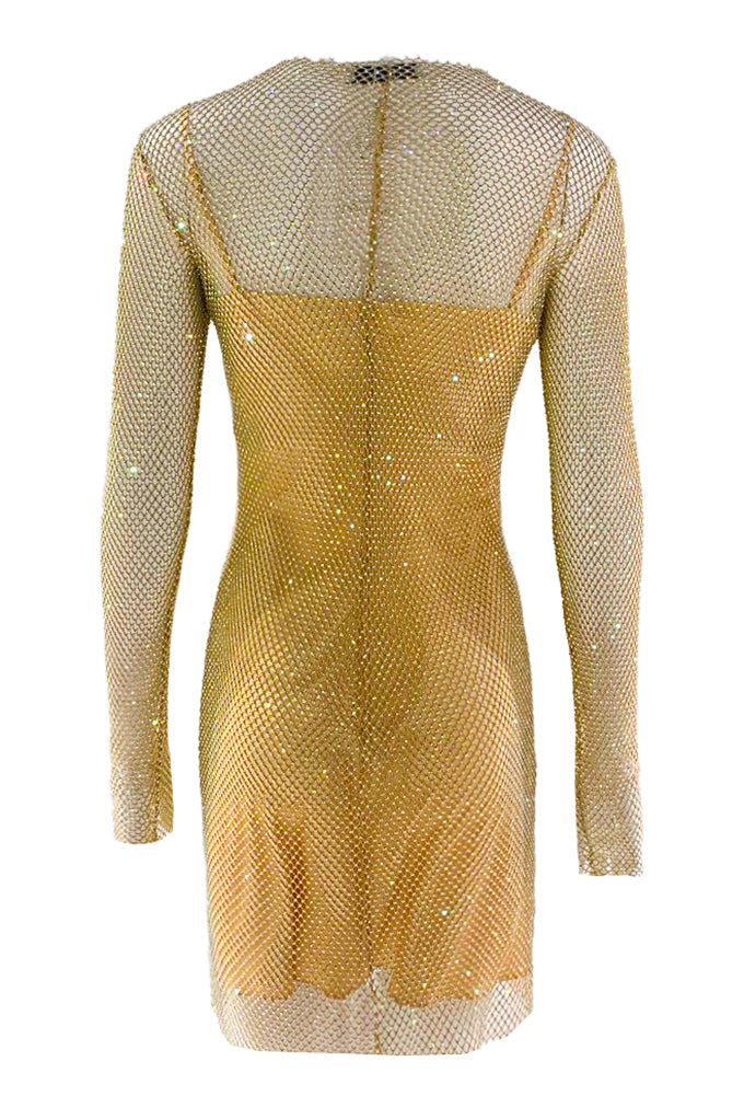 Mesh dress with crystals